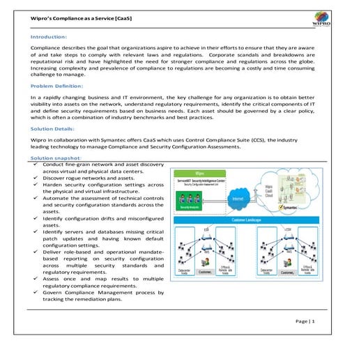 Wipro's Compliance as a Service [CAAS]
