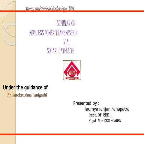 Wireless power trans mission via solar satelite