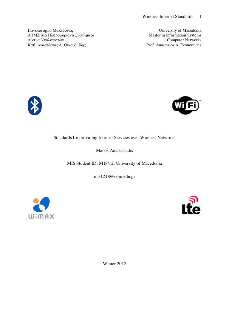 Standards for providing Services over Wireless Networks