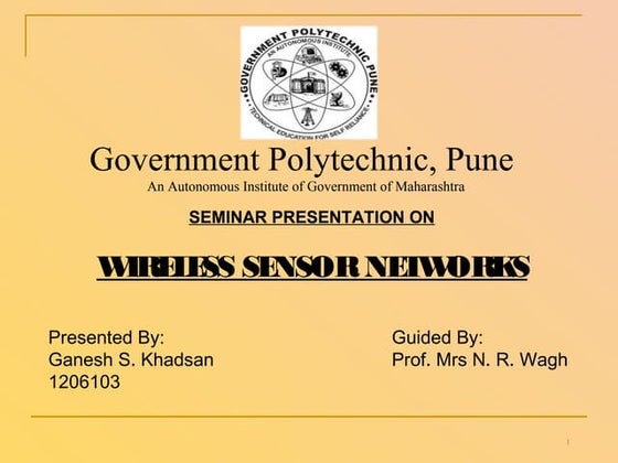 Wireless Sensor Networks Ppt Wireless Sensor Networks Ppt