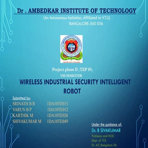 Wireless ai based intelli industrial security robot 2 ppt