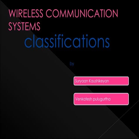 Wireless communication systems-classifications