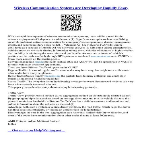 Wireless Communication Systems Are Developing Rapidly Essay