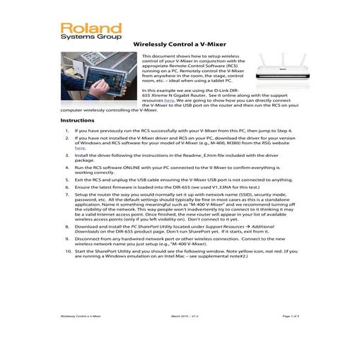 Wireless control v mixer