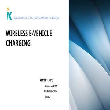WIRELESS Electric VEHICLE CHARGING POWER POINT PRESENTATION