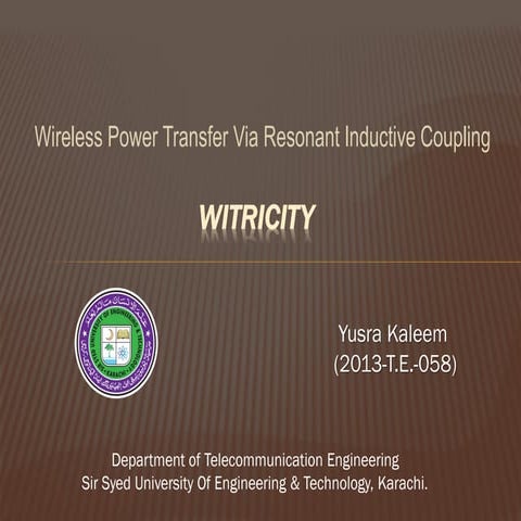 Wireless Electricity (WiTricity)