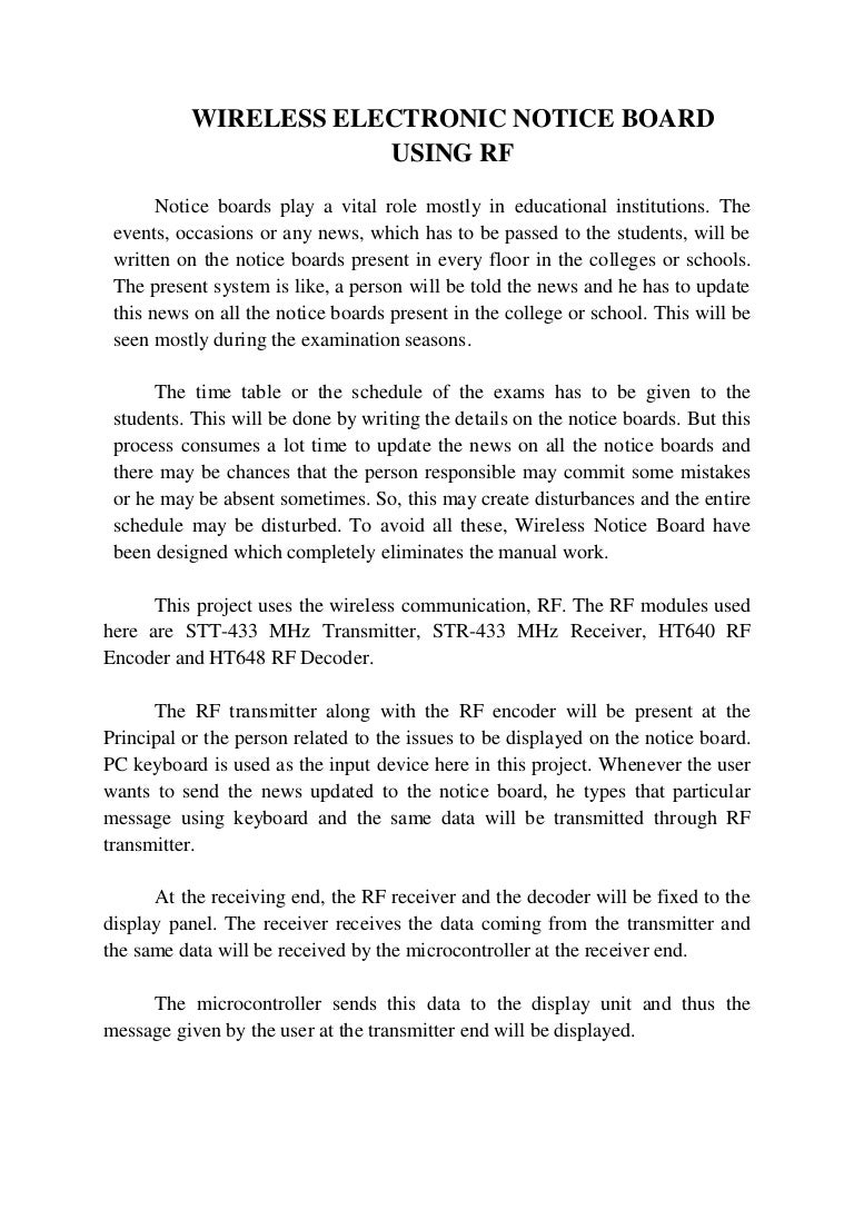Wireless electronic notice board using rf