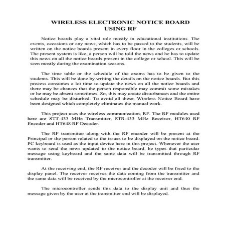 Wireless electronic notice board using rf
