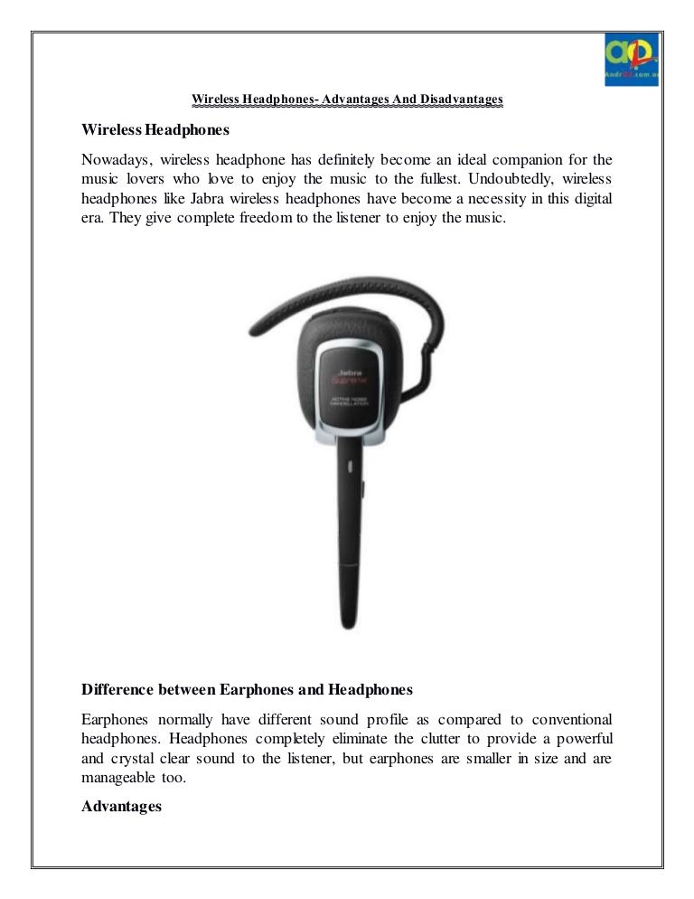 Wireless headphones advantages and disadvantages