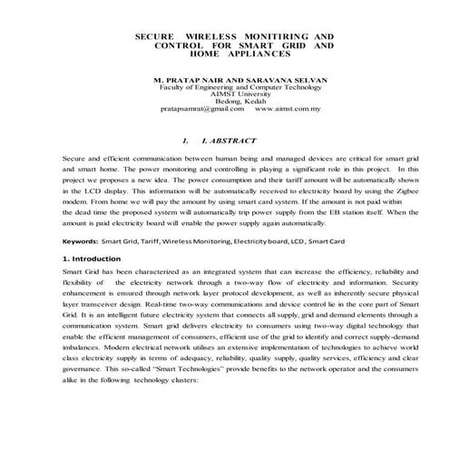 Wireless monitoring and control for smart grid and home appliances