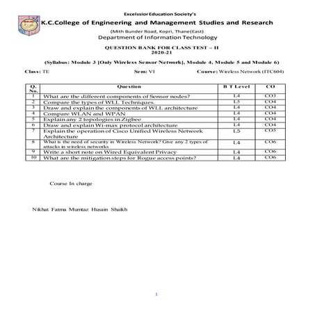 Wireless network question bank class test 2