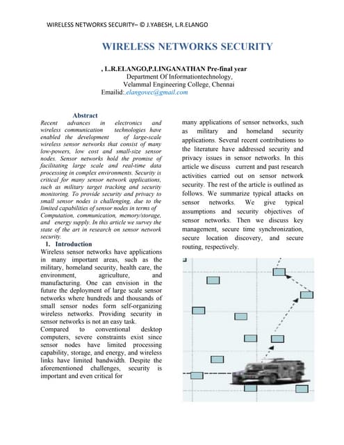 A-SURVEY SECURITY PROTOCOL FOR WIRELESS SENSOR NETWORK | PDF