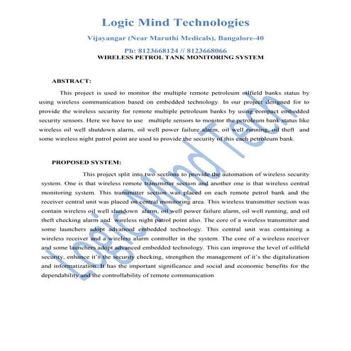 Wireless petrol tank monitoring system