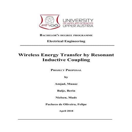 Wireless power transfer by resonant inductive coupling project proposal