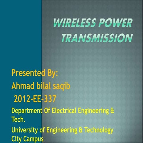 Wireless power transmission ppt | PPTX