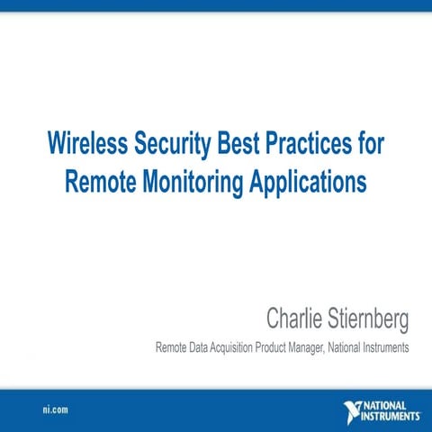 Wireless Security Best Practices for Remote Monitoring Applications