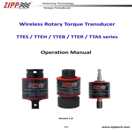 ZIPP Wireless torque transducer operation manual