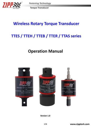 ZIPP Wireless torque transducer operation manual