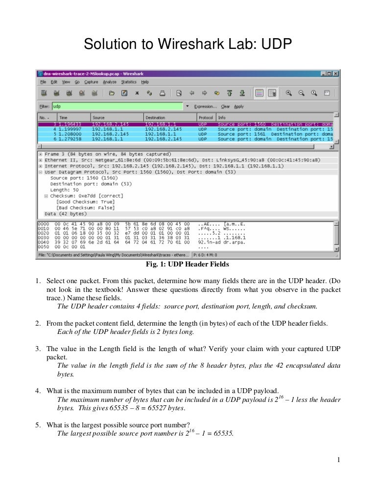 Wireshark udp solution