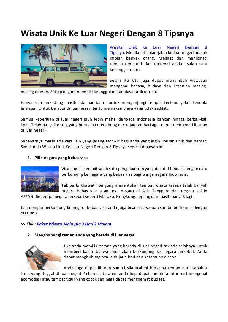 Wisata Unik Ke Luar Negeri Dengan 8 Tipsnya