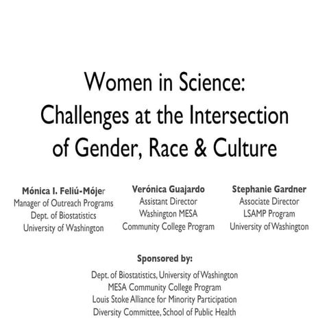 Women in Science: Challenges at the Intersection of Gender, Race & Culture