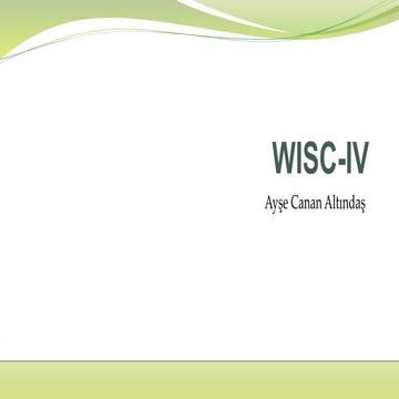 WISC-IV Presentation