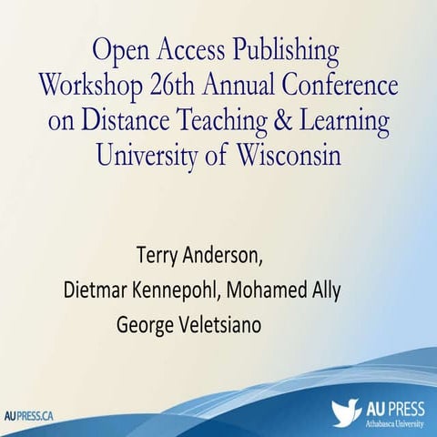 Wisconsin Distance Education Conference 2010 open access publishing seminar