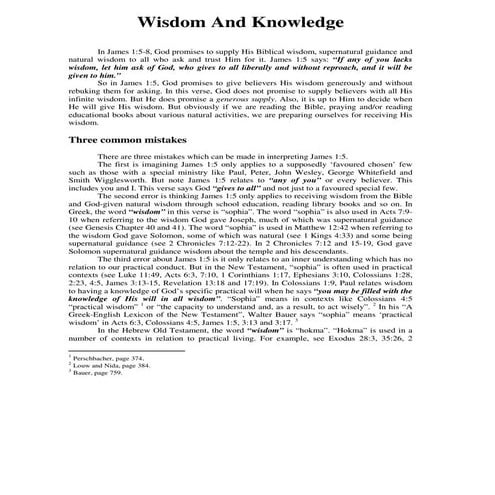 Wisdom and knowledge | PDF