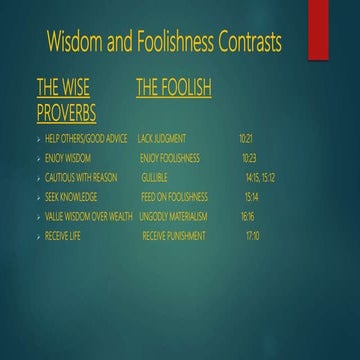 Wisdom and Foolishness Contrasts