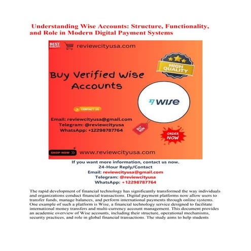 Trusted Verified Wise Accounts Available for 2026 Transactions | PDF