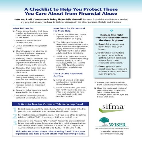 Elder Financial Abuse Checklist