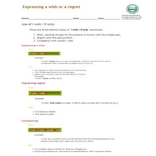 Wish and regret handout