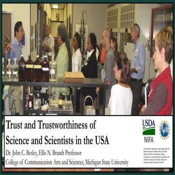 Talk on Trust and Trustworthiness in the USA