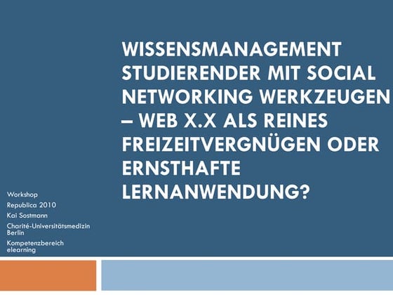 Wissensmanagement studierender mit social network werkzeugen 4 