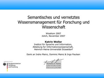Semantisches und vernetztes Wissensmanagement für Forschung und Wissenschaft