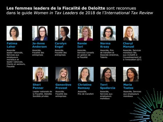 Femmes leaders de la Fiscalité de Deloitte pour 2018 FR