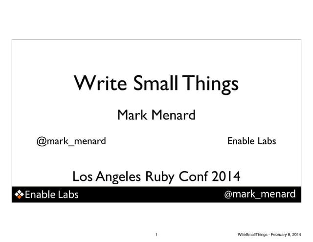 Write Small Things (Code)