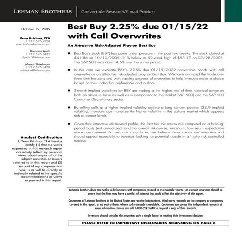 Convertible Bonds and Call Overwrites - 2007