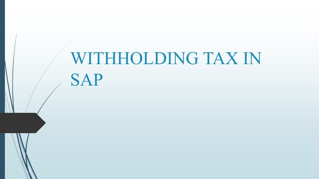 Withholding tax in sap