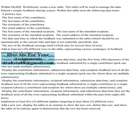 Within MySQL Workbench, create a new table. This table will be used .pdf
