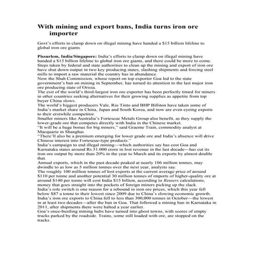 With mining and export bans, india turns iron ore importer