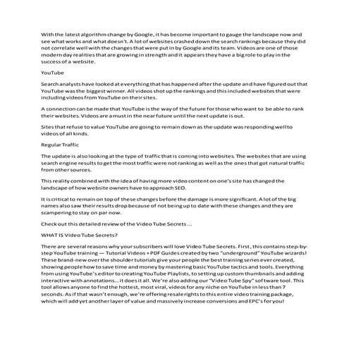 With the latest algorithm change by google