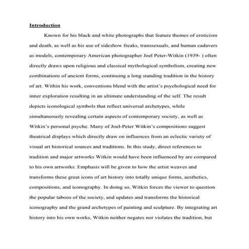 Sublimating the Tableau of Joel-Peter Witkin