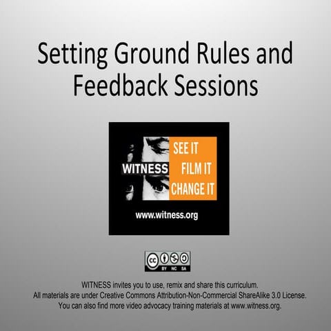 Setting Ground Rules and Feedback Sessions