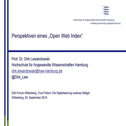 Perspektiven eines Open Web Index