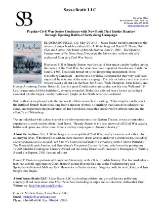 Popular Civil War Series Continues with New Book That Guides Readers through Opening Battle of Gettysburg Campaign