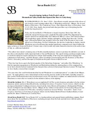 Award-winning Authors Take Fresh Look at Shenandoah Valley Battle that Opened the Door to Gettysburg