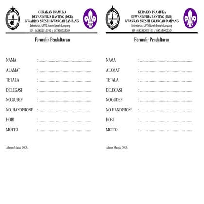 Format Formulir DKR Pramuka