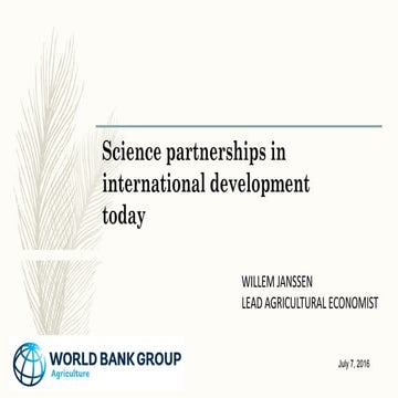 Science partnerships in international development today - Willem Janssen
