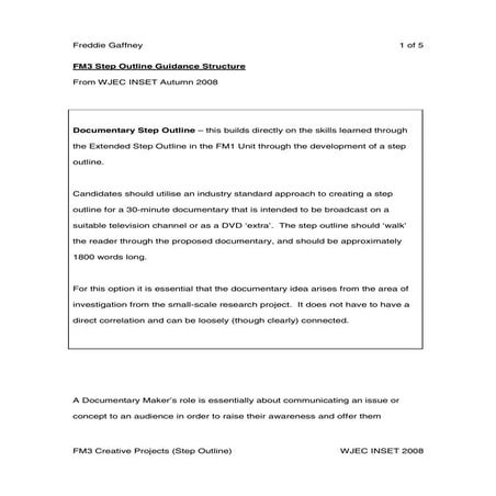 Wjec fm3 step outline guidance structure